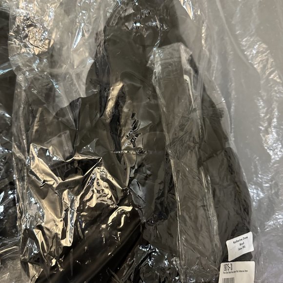 Plus Size Black Satin Katherine Midi Dress - 3X - Picture 2 of 3